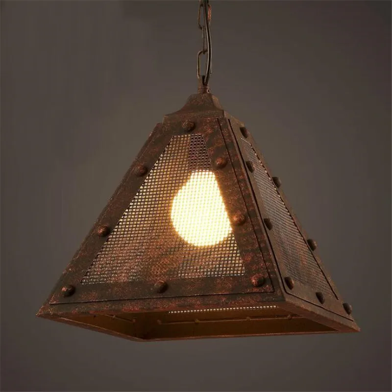 

Loft Style Triangular Geometry Dining Room Pendant Lights Vintage Iron Cafe Light Bar Lights Rail Network Light Free Shipping