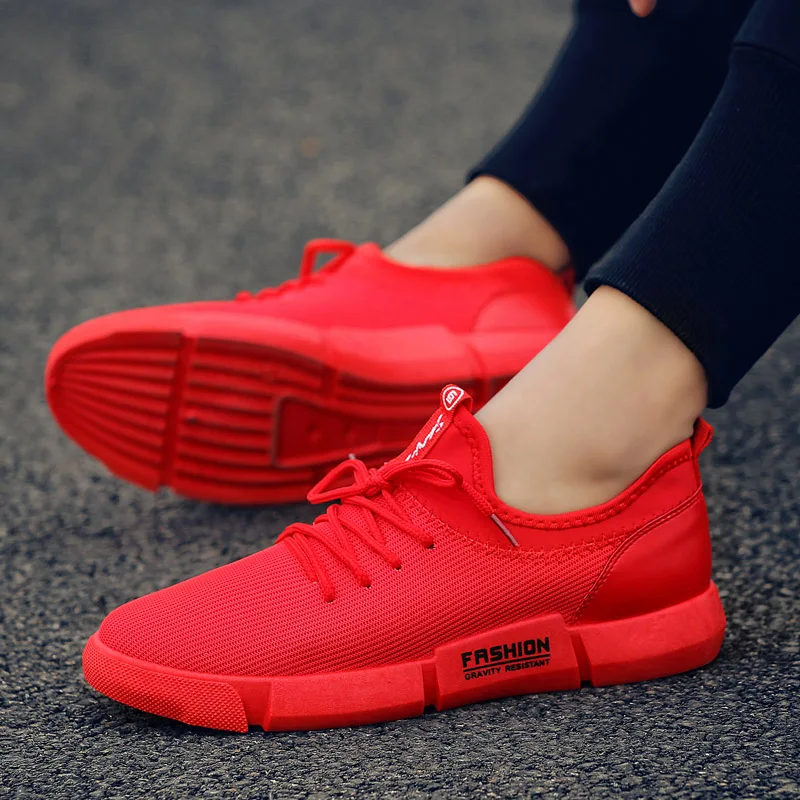 

MIUBU Brand Shoes Men Tenis Masculino Adulto Sneakers Chaussure Homme Breathable Soft Casual Shoes Slip-On Rubbe Red Men Shoes