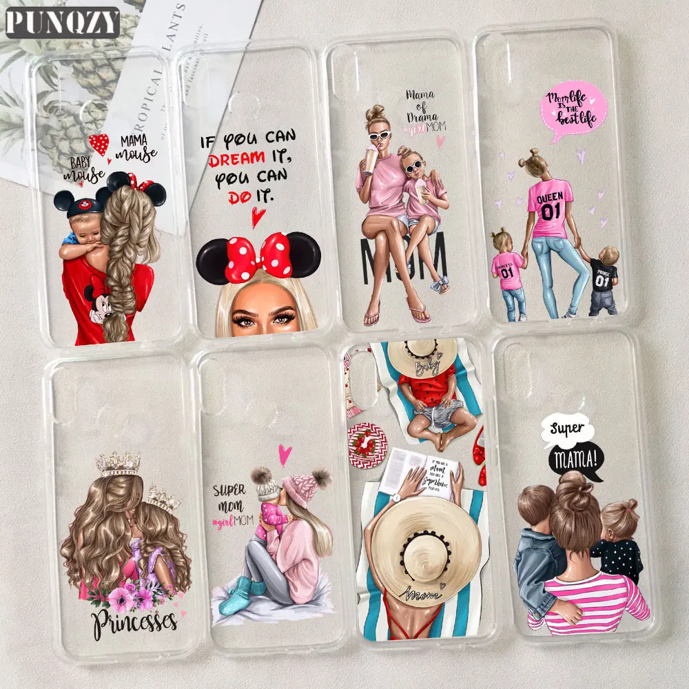 

Cute baby Super mom of girl Case For iphone 6 6s 7 8 Plus X XR XS MAX Case For huawei P20 pro P9 P10 lite Silicone soft TPU Case