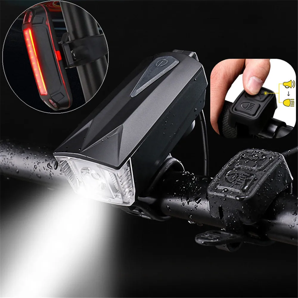 MUQGEW USB Rechargeable Bike Light LED Bike Lamp Bicycle Bell Horn