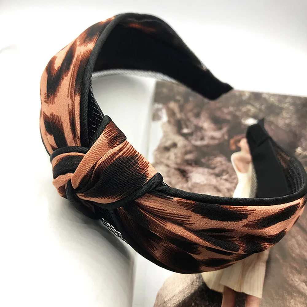 

2019 New Fashion INS Leopard Hairband Knotted Headband Vintage Headwear Popular Women Girls Hair Band Hair Accessories