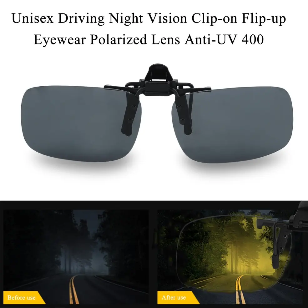 Вождение ночное видение клип-на флип-объектив солнцезащитные очки Прохладный Клип для очков на объектив Анти-УФ 400 унисекс для женщин и мужчин