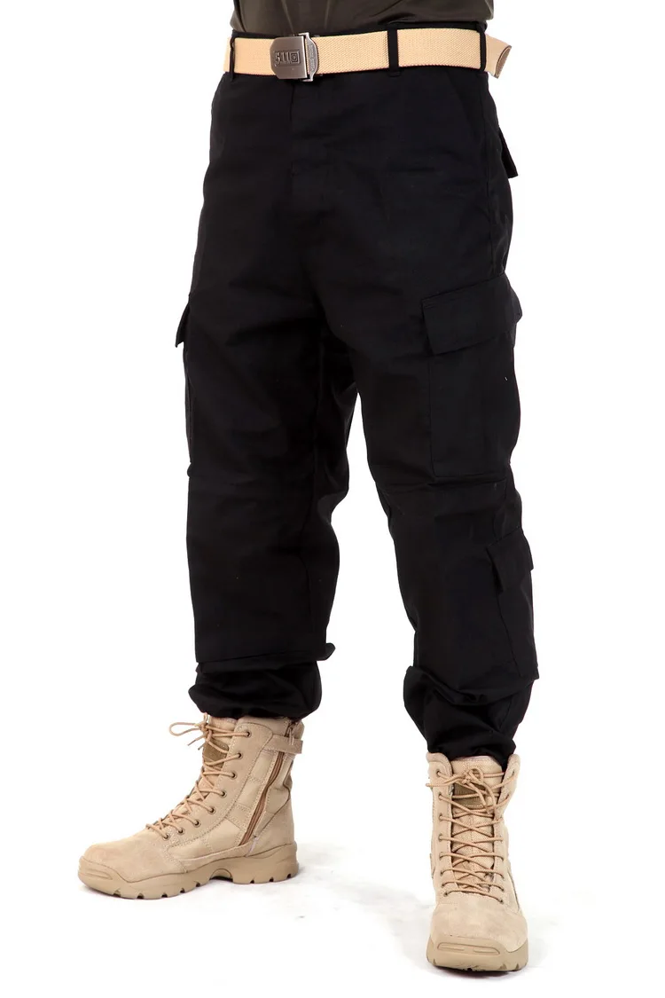 Мужские камуфляжные штаны, военные армейские брюки-карго, мужские тактические камуфляжные штаны для альпинизма, кемпинга, XS-XXL размера плюс - Цвет: Black