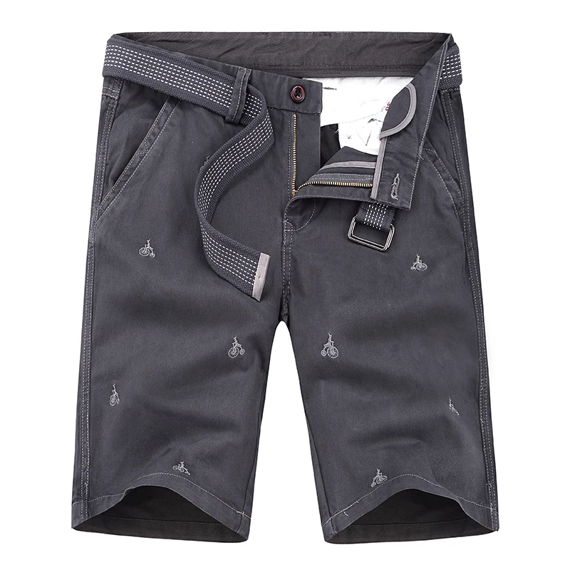 Летние Повседневные Классические мужские 100% twill Хлопок slim fit шорты с принтами Повседневная мода (пояс бесплатно)