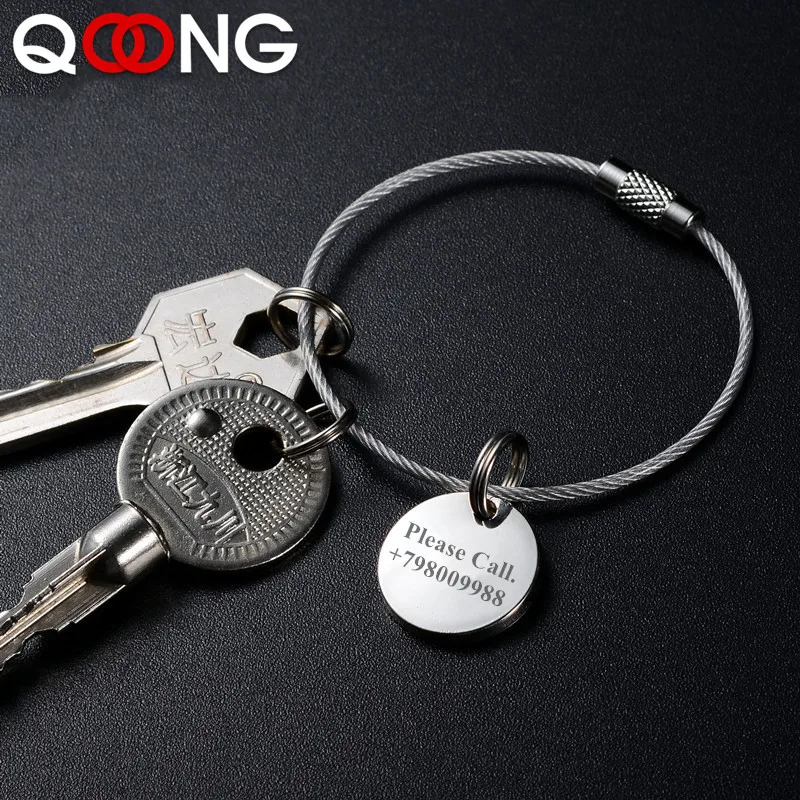 Брелок для ключей QOONG мужской из нержавеющей стали круглый металлический