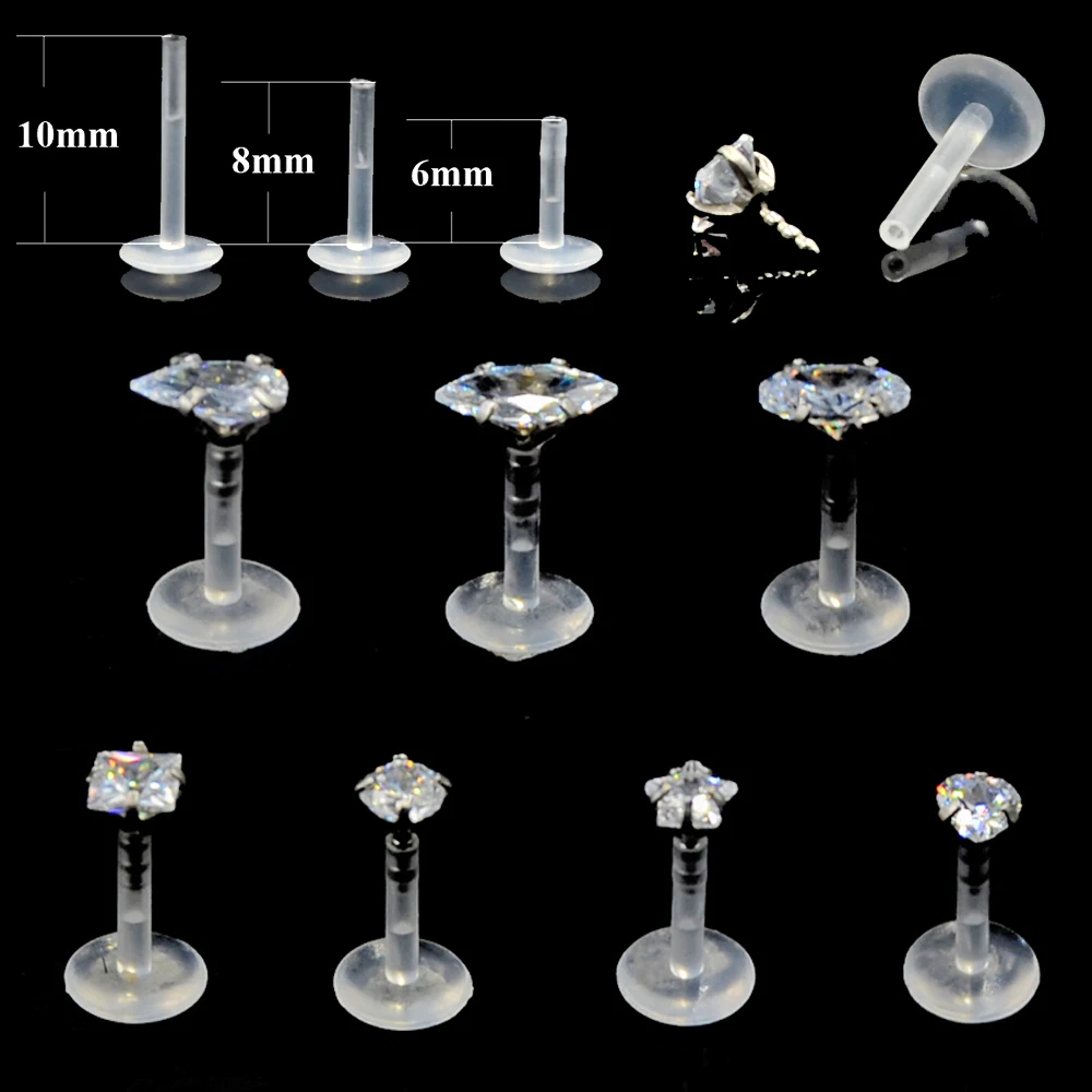 

BOG-1PC Horse Eye&Ellipse&Square&Dew Drop&Star Bioplast Flexible Labret Stud Lip Ring Ear Tragus Ear Cartilage Earring Piercing