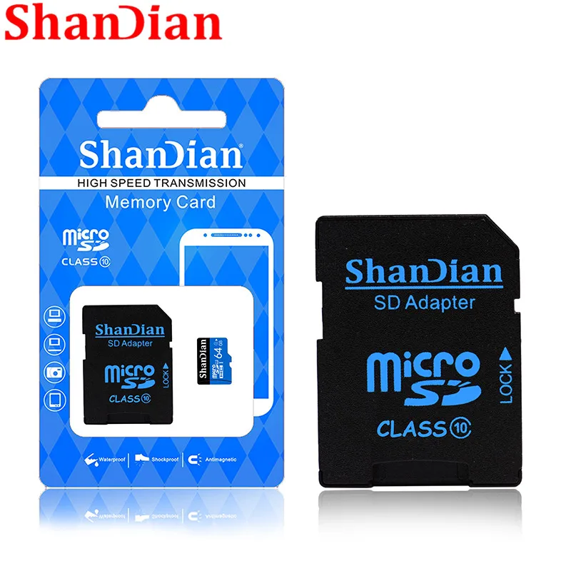 

Shandian High quality Micro SD Card 4GB 8GB 16GB 32GB 64GB 128GB Memory Card TF Card Free SD Adapter retail package
