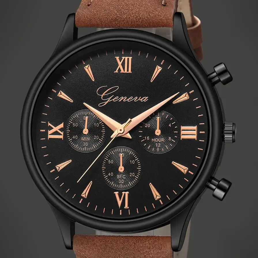 Geneva мужские наручные часы herrenuhr из искусственной кожи ультра тонкие 2020 с голубым