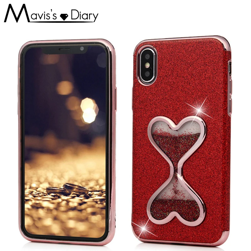 Phone Case for iPhone X 8 7 6S 6 Plus Bling Glitter Liquid Quicksand Heart Hourglass Soft TPU Capa iPhoneX |