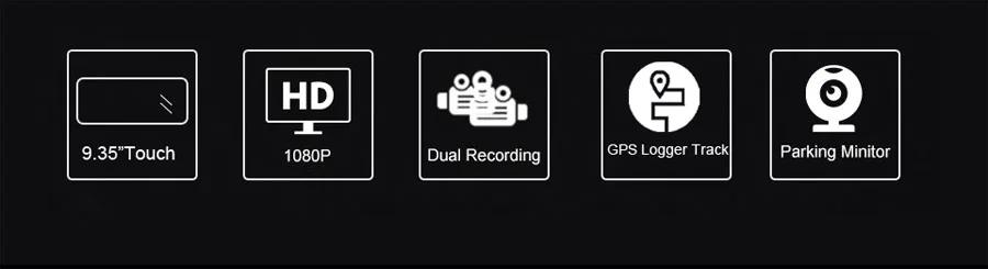 WHEXUNE потоковая 9,3" ips сенсорная Автомобильная зеркальная видеокамера gps трек WDR Full HD 1080P Даш-камера с 720P тыловой камерой рекордер DVR