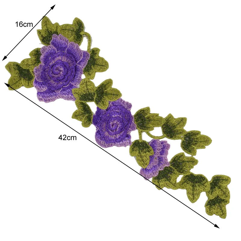 1 шт. фиолетовая вышивка розы кружева воротник ткань, DIY кружева ткани для швейные принадлежности рукоделие