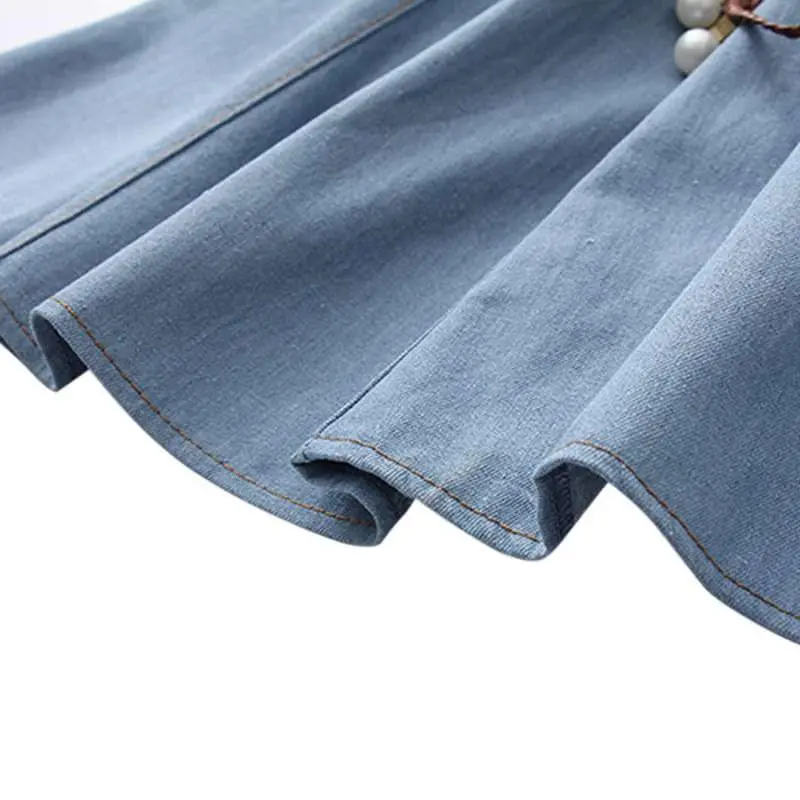 Женская мода A-Line Denim плиссированная юбка женская Повседневная Высокая Талия свободная юбка