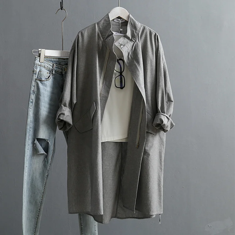 Women Cotton Linen Vintage Zipper Trench Coats Long Sleeve Zipper Turn Down Collar Ladies Coat 2019 Autumn Winter Streetwear Top