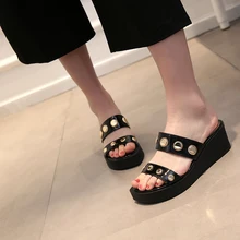 Women’s Genuine Leather Wedge Platform Rivet Punk Comfort Sandals High Quality Brand Designer Female Summer Casual Shoes Women
