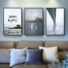 

Seascape Snow Mountain Nordic Art Canvas Poster and Print Painting for Modern Living Room Home Decorating Wall Painting