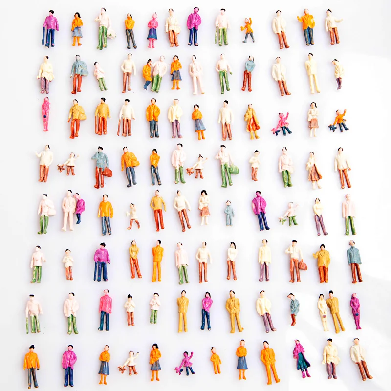 

100pcs Painted Model People 1:100 Nice Mix Painted Model Train Park Street Passenger People Figures toys for Children