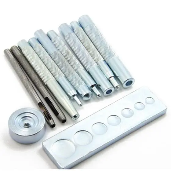

JFBL Hot Leathercraft Tool Punch Snap Kit Rivet Setter with Base for Punch Hole and Install Rivet Button (Pack of 11) Die Punc