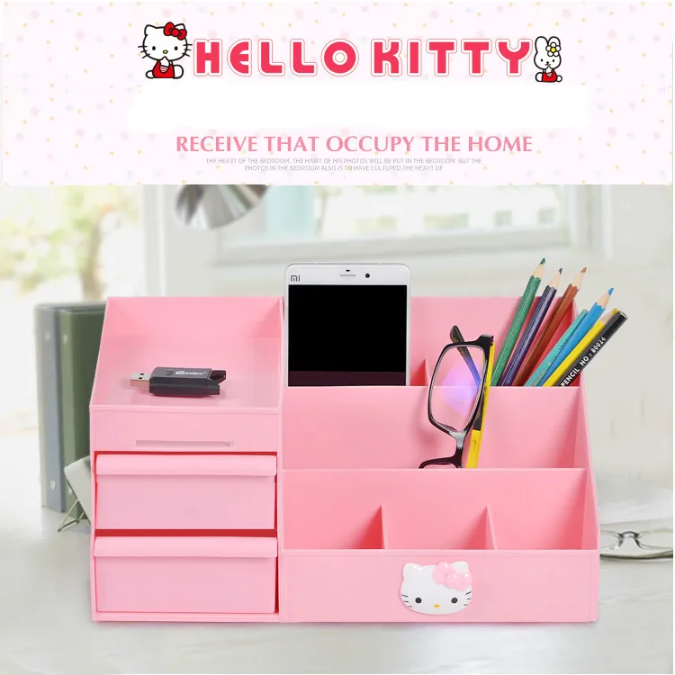 

Hellokitty Desktop Cosmetic Storage Box Drawer Type Plastic Large Jewelry Collection Box Plastic Storage Box Makeup Organizador