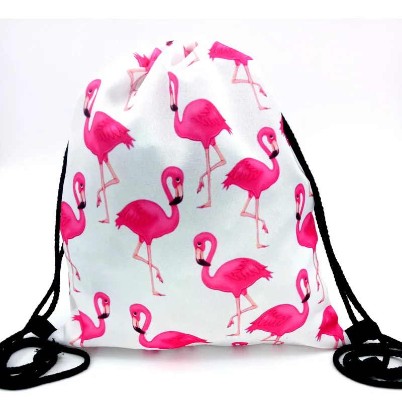 1 قطعة 30x39 سنتيمتر القط فلامنغو نمط حقيبة التخزين النساء الرجال الرباط السفر الشاطئ على ظهره حقيبة اللعب أحذية الملابس المنظم 49197