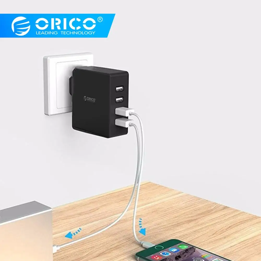 ORICO 4 порта настенное USB зарядное устройство для телефона 5V2. 4A* 4 6A30W общий выход ЕС Разъем для смартфона