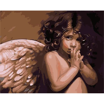 

angel wing baby Scenery Figure DIY Digital Painting By Number Modern Wall Art Canvas Painting Christmas Gift Room Decor 40x50cm