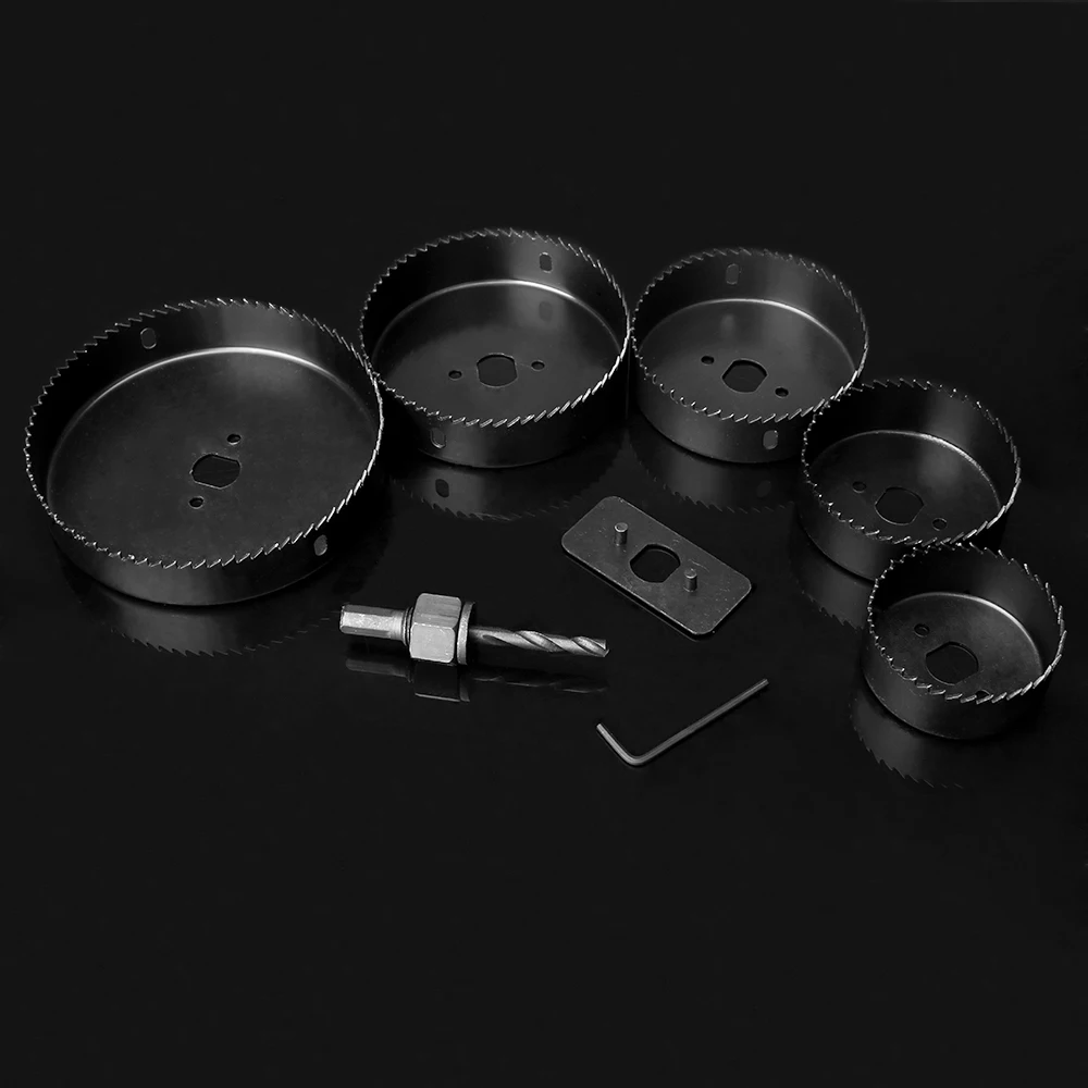 19-126mm Metal Hole Saw Set Cutting Tool Case Wood Cutter Wrench Mandrels Saws Core Drill Bits Kit Woodworking Combinat