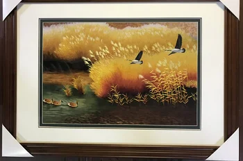 

Handmade 100% Mulberry Silk Thread Finished Suzhou Embroidery not include frame ,reed marshes 40*60cm