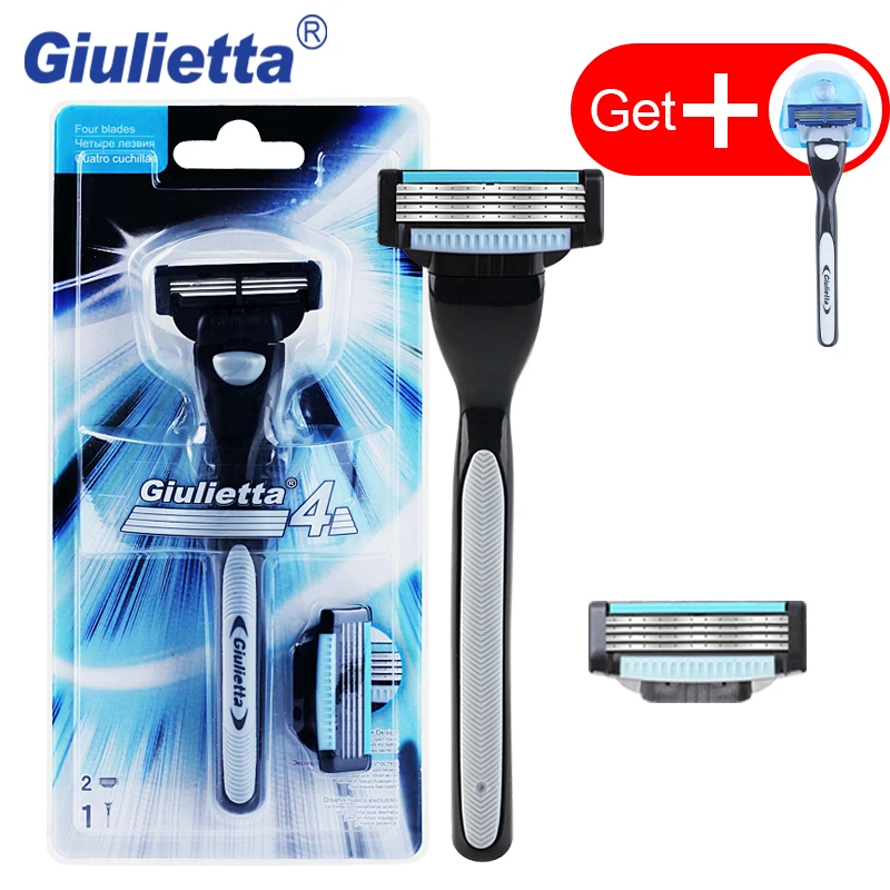 

Giulietta Shaving Razor Blade For Men Set 1 Holder & 2 Blades 4 Layers Stainless Steel Manual Shave Razors Navalha De Barbear
