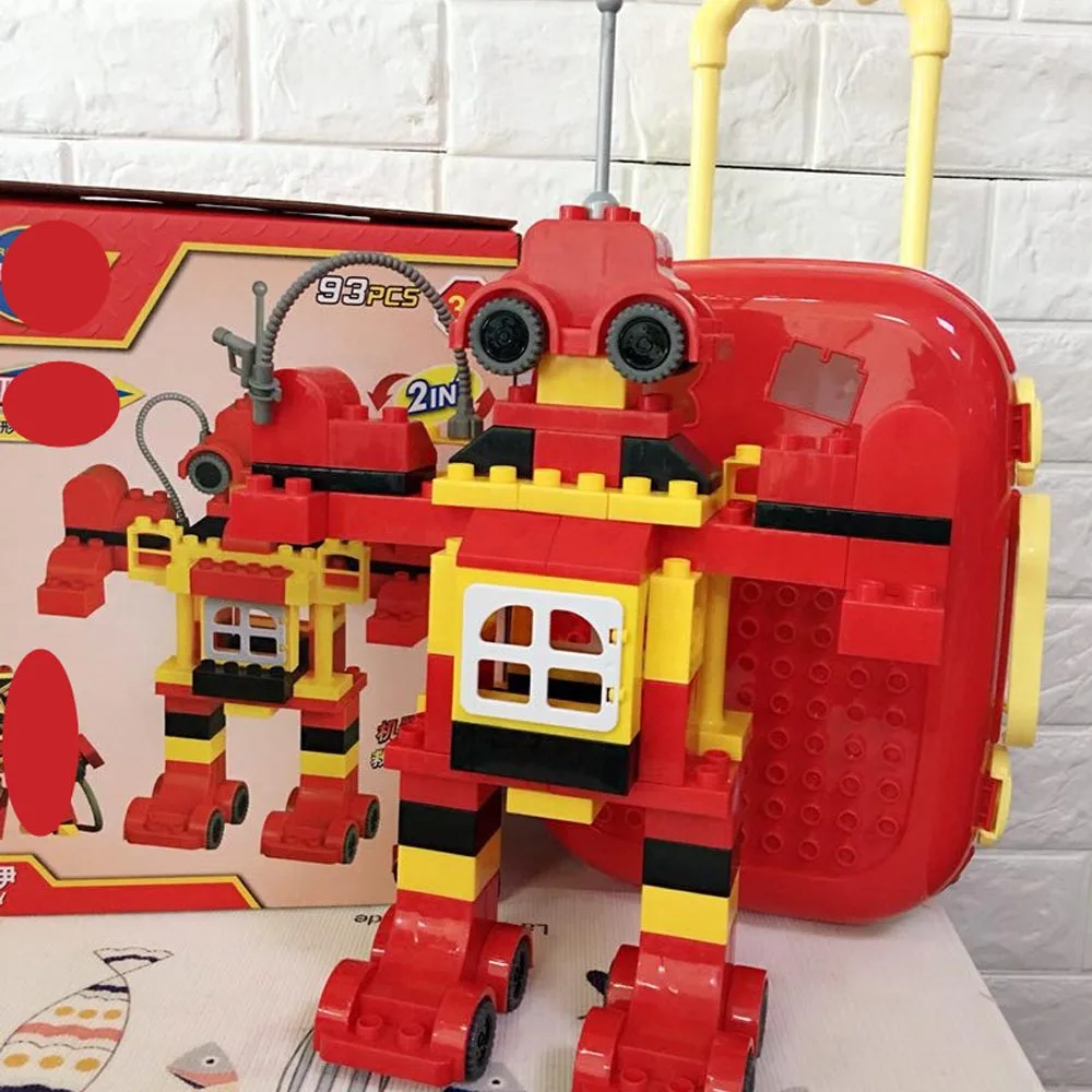 2019 New Transformation Car Cartoon Pull Rod Box Building Blocks Bricks Compatible with Legoingly Duplo Blocks for Children Gift