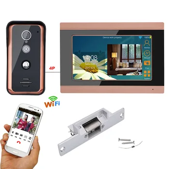 

7 inch Wired Wifi Video Door Phone Doorbell Intercom Entry System with Electric Strike Lock