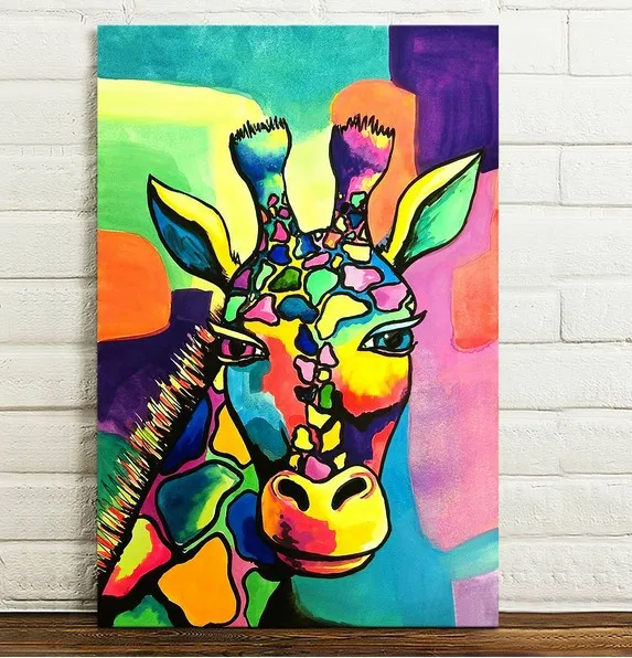 Sin marco Moderno Impreso Colorido Jirafa Abstracto Cuadros Decoracion