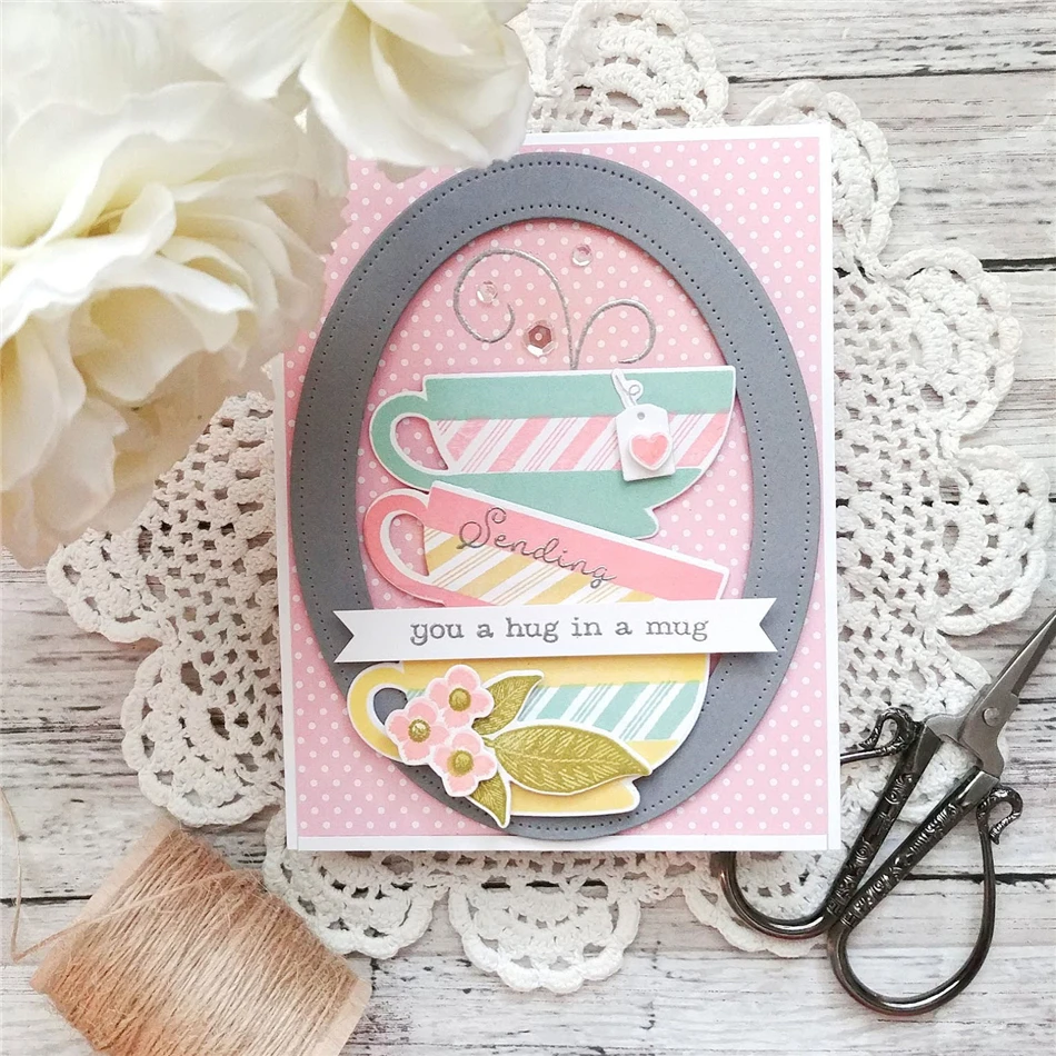 

YaMinSanNiO 6pcs Drink Cup Merry Mug Dies Metal Dies for Festival Card Making Dies Photo Album Embossing Decorative Craft Dies