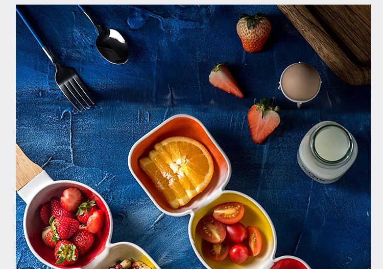 Японский стиль керамическая тарелка тройник Дуг фрукты холодной приправа для блюд закуски семена орехи фри тарелка дома/ресторана/отеля посуда