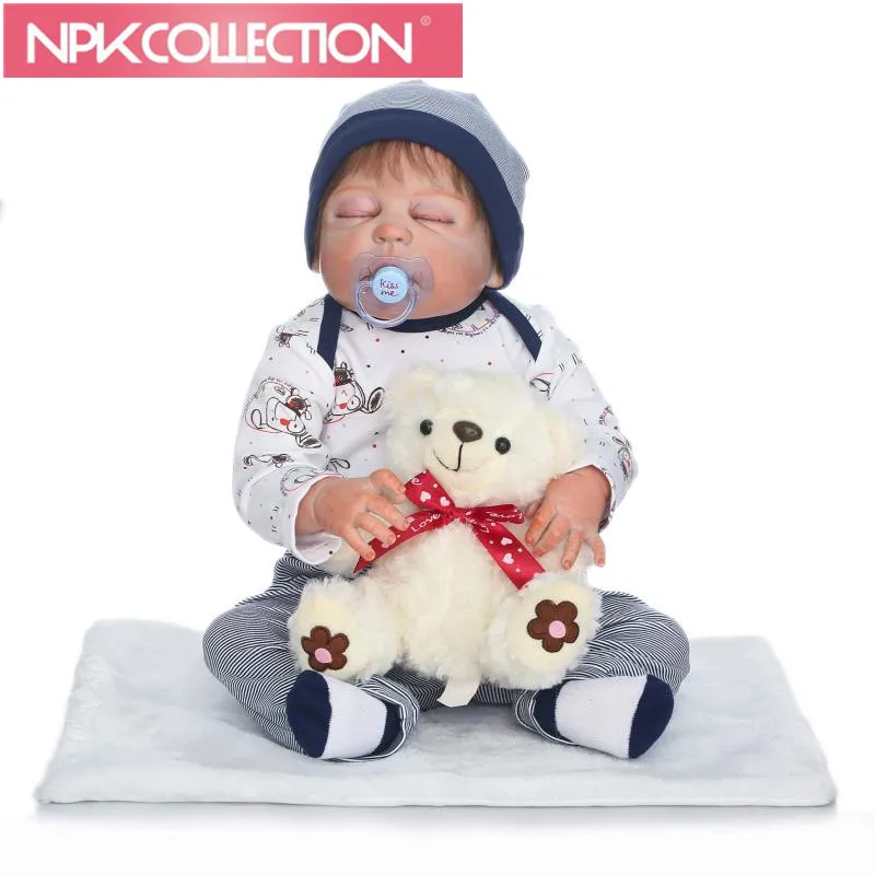 

56cm Lifelike Soft Silicone Reborn sleeping baby Super realistic doll bear toy Arianna Tatiana boneca silicone reborn doll