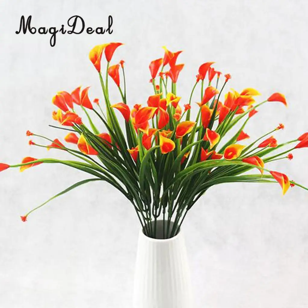4pcs Artificial Shrubs Calla Lily Plastic Greenery Plants Flower Arrangement for Home Kitchen Dining Room Hanging Decor