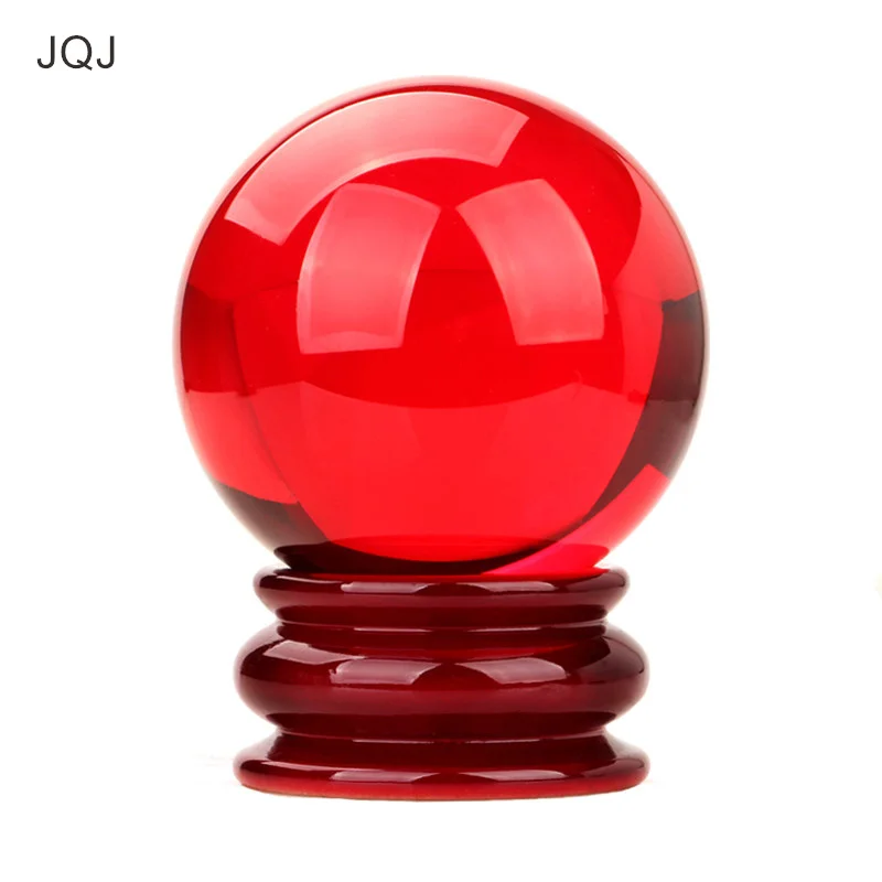 JQJ Red 10cm Asian Quartz Home decor crystal balls Healing Smooth ball