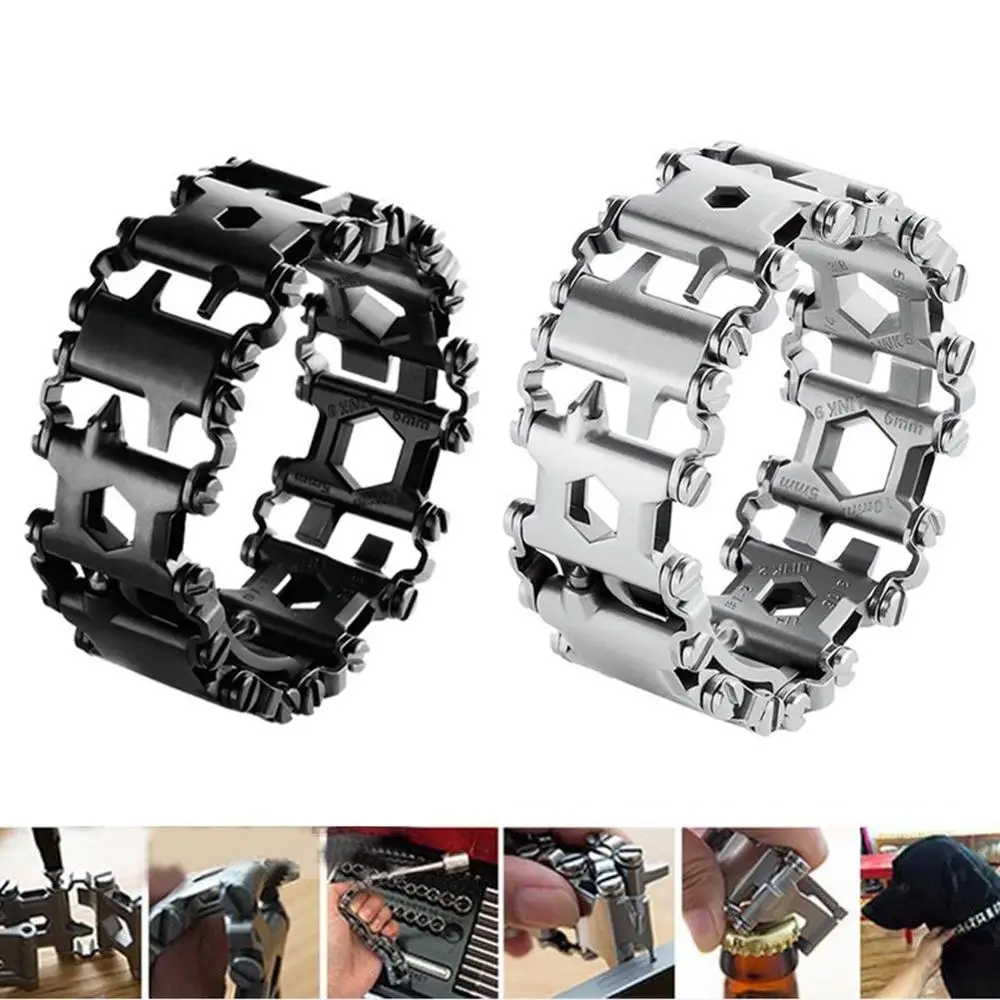 

29 In 1 Men Outdoor Spliced Bracelet Multifunctional Tool Bracelet Strap Travel Wearable Bracelet Chain Field Survival Bracelet