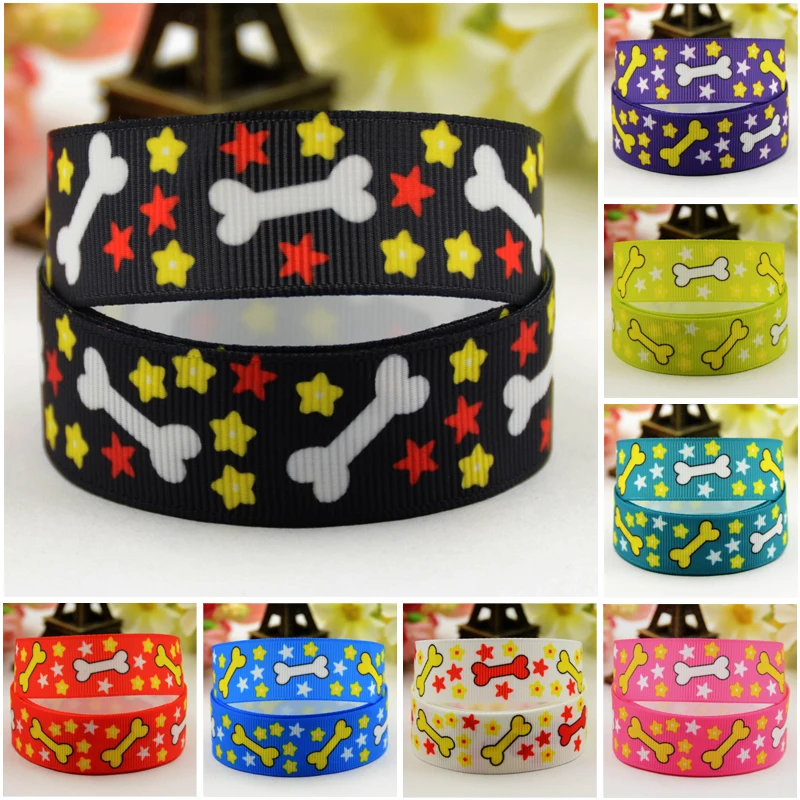 

7/8'' (22mm) Dog bone Cartoon Character printed Grosgrain Ribbon party decoration satin ribbons OEM 10 Yards