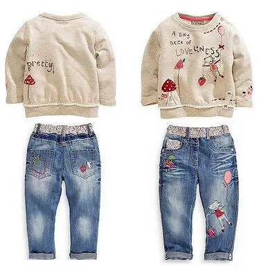 Tops + Jeans Denim Pants Long Sleeve 