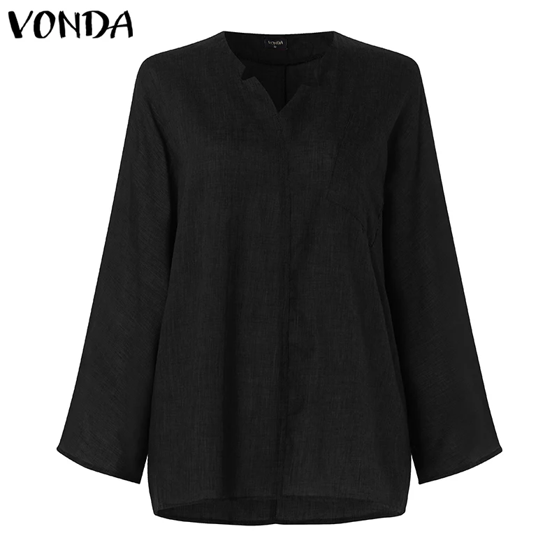 VONDA, женская блузка, рубашка, осень, повседневная, для беременных, Blusas, топы, сексуальный, v-образный вырез, полный рукав, размера плюс, для беременных, топы, блузки, Femme