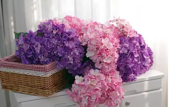 

Wedding Bouquet Artificial Flowers 7 head silk fleece seashells hydrangea ball home decoration 19Colors Available-10pcs/lot