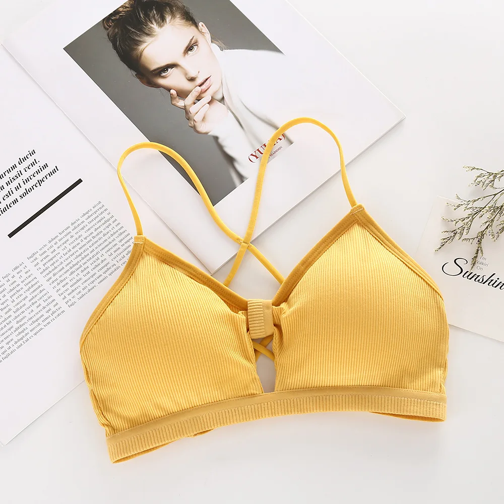 

Solid Color Thread Cotton Tube Top Student Girl Underwear Summer No Steel Ring Wrapped Chest Anti-light Beauty Back Strap