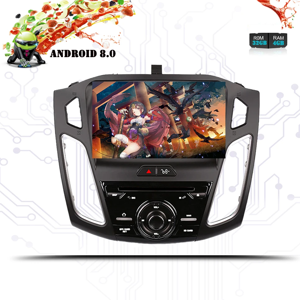 2 din 9 дюймов Android 0 4g + 64g Автомобильный Dvd Gps для Ford Focus 2015 2018 с Wifi Navi Fm Радио BT