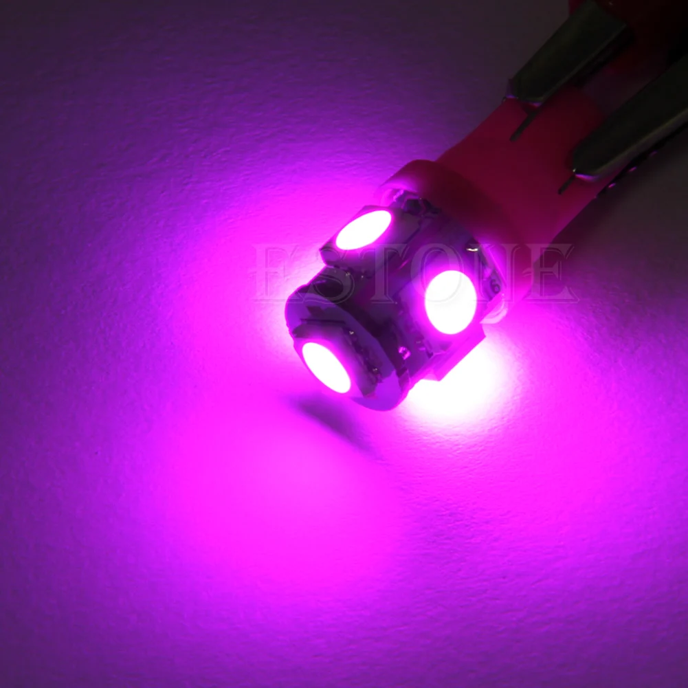 Розовая Автомобильная ксеноновая лампа T10 5050 SMD 5 светодиодный 194 168 W5W|Сигнальная