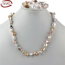 SNH 8-10 мм Кеши смешанный цвет дизайн настоящая культура Природный набор пресноводных жемчужин браслет и ожерелье ювелирные изделия для женщин Свадьба