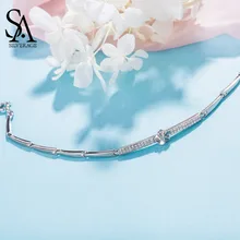 SA SILVERAGE 925 пробы серебряные браслеты и браслеты для женщин ювелирные украшения цветок Серебряная цепочка браслет Pulseiras
