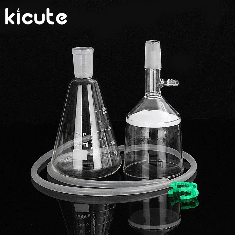 

Kicute 500ml Suction Filtration Device 250ml Buchner Funnel Apparatus 500ml Erlenmeyer Flask 24/40 School Educational Lab Supply