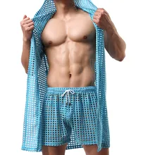 Модные мужские сексуальные дышащие сетчатые топы и трусы боксеры, комплект нижнего белья для геев, удобные мужские боксеры, шорты для фитнеса