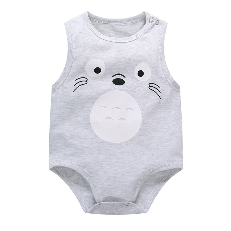 

Toddler Baby Boys Girls Cotton Cartoon Bodysuit 2018 Newborn Totoro Jumpsuit Clothes Infant Leotard Sleeveless Bodysuit