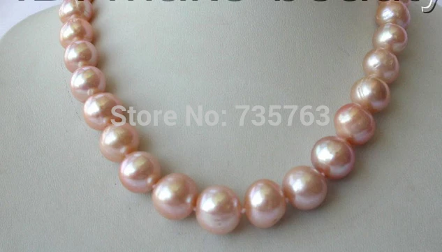 

HOT 0015076 11-15mm stunning AA big pink freshwater cultured pearl necklace